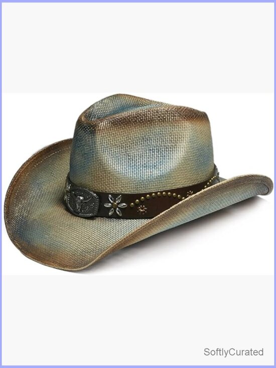 Unisex Western Straw Cowboy Hat with Decorative Band main image 6
